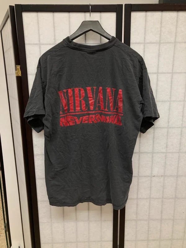 rare Vintage 90s Nirvana Kurt Cobain Merch never mind dollar bill t shirt size XL