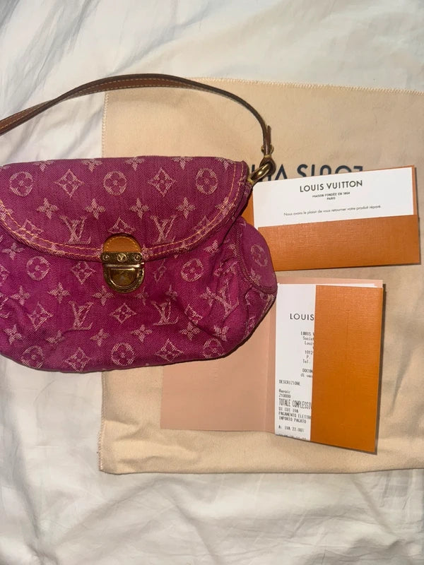 Louis Vuitton Denim Pleaty Bag Fuchsia