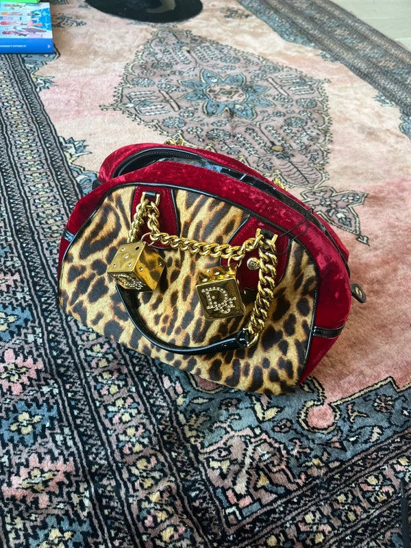 Rare Sac Dior "Gambler" Dice Leopard - Era John Galliano 2004