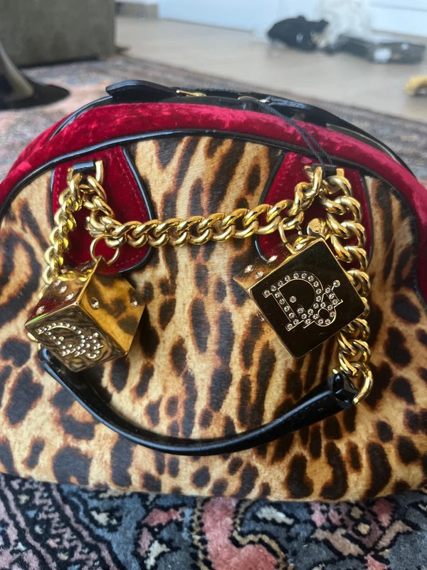 Rare Sac Dior "Gambler" Dice Leopard - Era John Galliano 2004