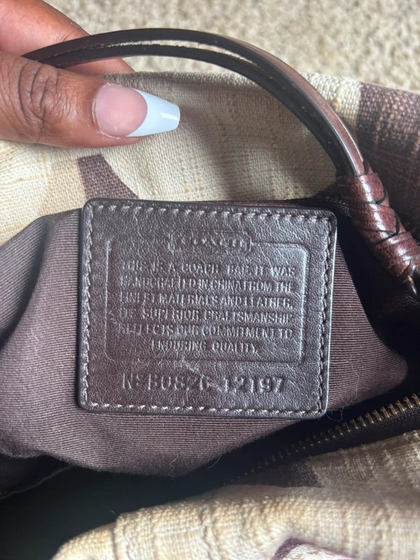 Vintage Coach beige and brown Carly bag