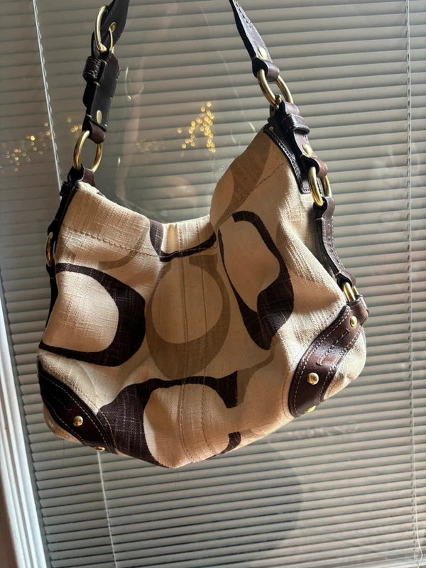 Vintage Coach beige and brown Carly bag
