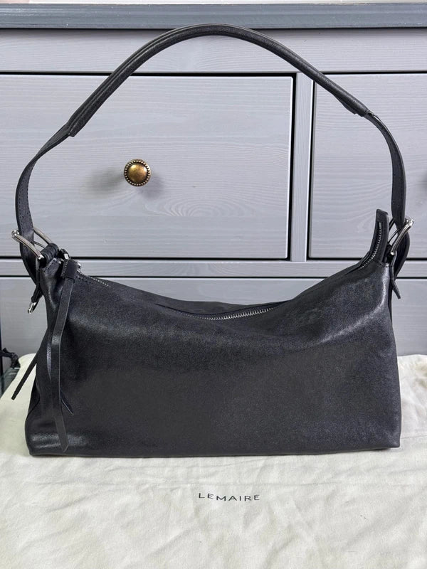Lemaire Berlingot Hobo Bag in dark chocolate leather