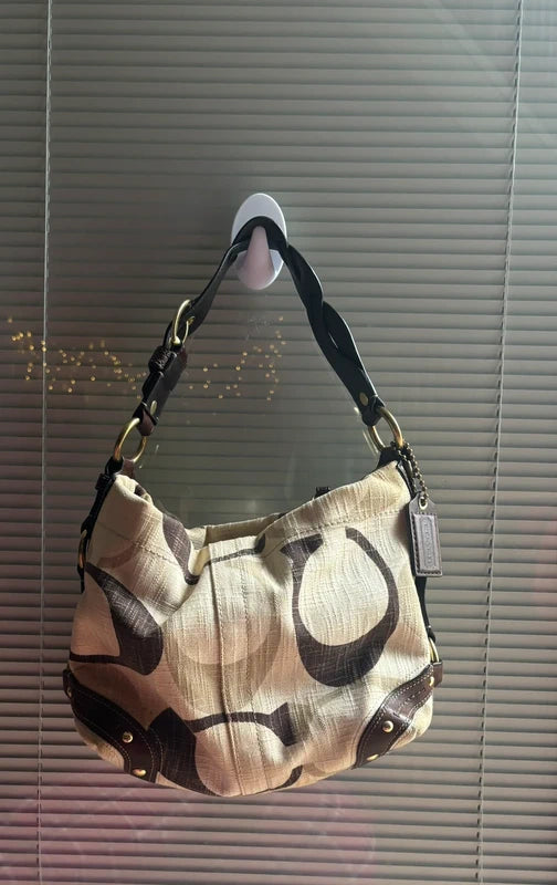 Vintage Coach beige and brown Carly bag