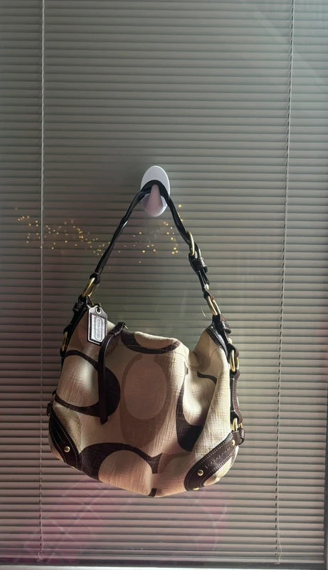 Vintage Coach beige and brown Carly bag